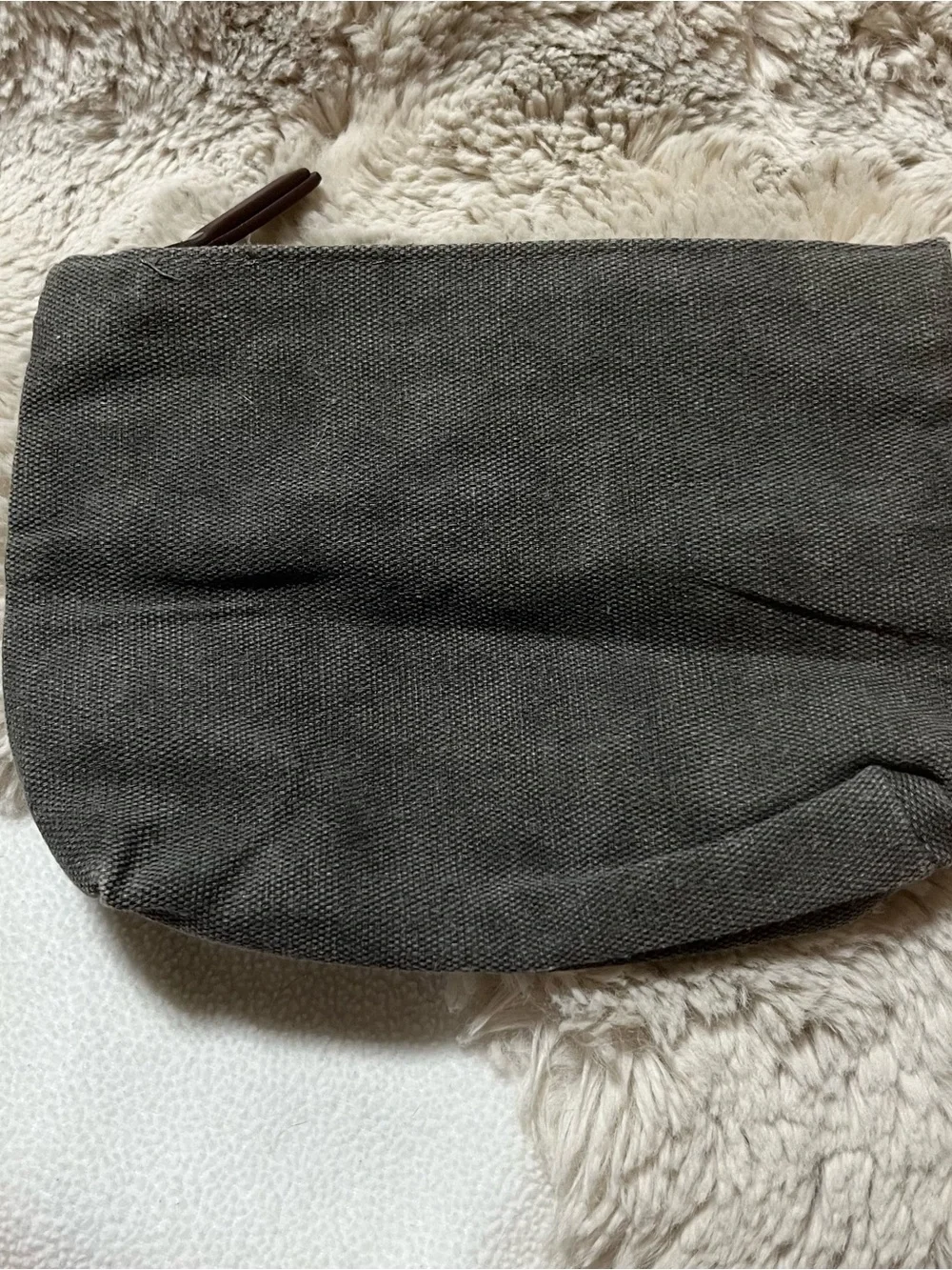 Embroidered 'mom' Grey Canvas Pouch with Yellow Script 02-05R